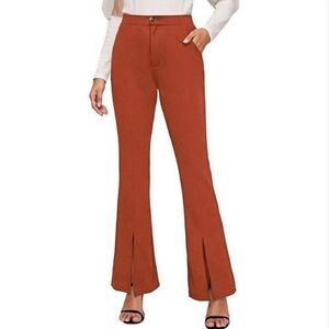 EVALESS Womens Dress Pants High Waisted Flare Pants Slim Stretch pants large nwt